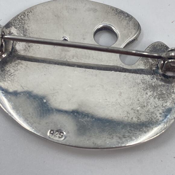 Vintage sterling silver art paint palette brooch - Picture 3 of 4